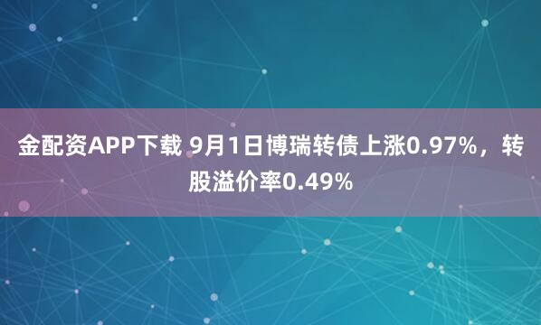 金配资APP下载 9月1日博瑞转债上涨0.97%,转股溢价率0.49%